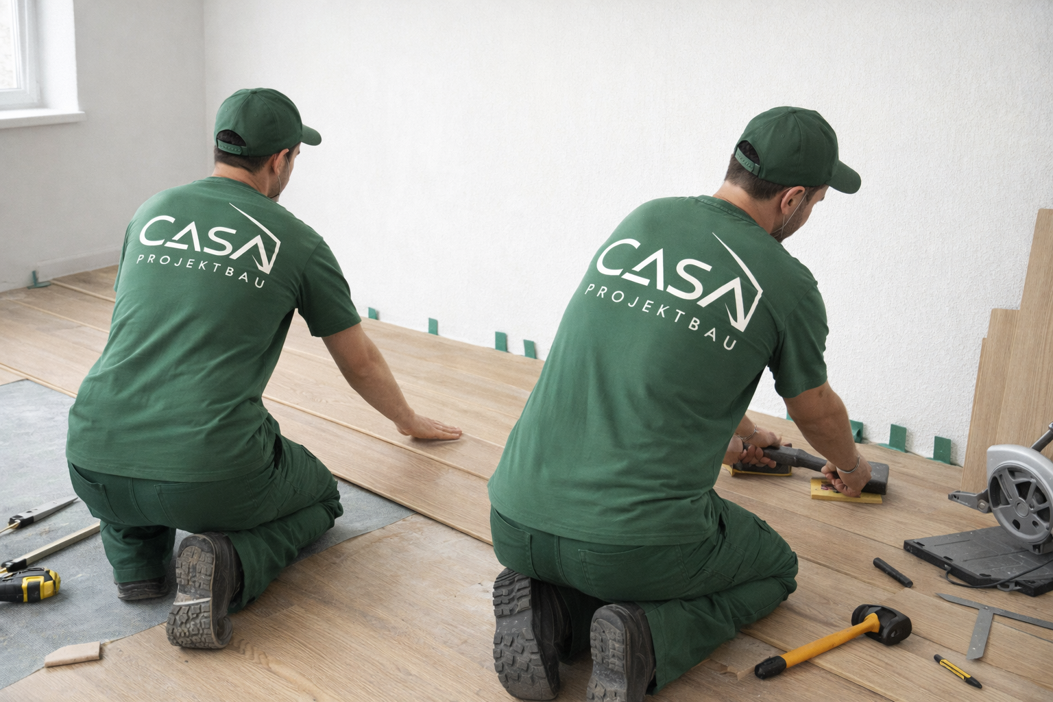 Team von CASA Projektbau bei Maler- und Tapezierarbeiten